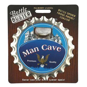 Man Cave Bottle Buster Bottle Opener Fridge Magnet Coaster Pre-Personalized